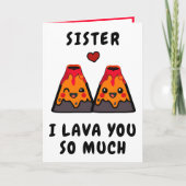 キュートおもしろいボルケーノラヴァシスターハッピーバースデー サンキューカード (正面)