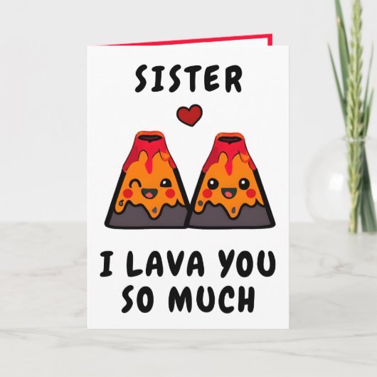 キュートおもしろいボルケーノラヴァシスターハッピーバースデー サンキューカード (正面)