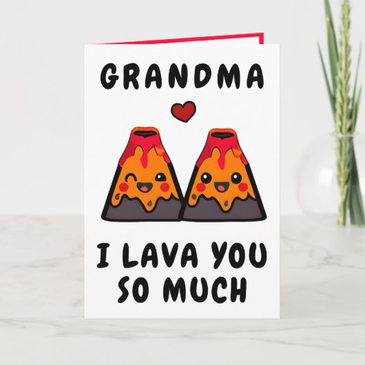 キュートおもしろいボルケーノラヴァ祖母ハッピーバースデー サンキューカード (正面)