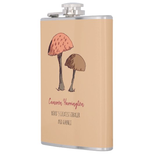 キュートおもしろいマッシュルームプンパーソナライズされたフォーガー フラスク (左)