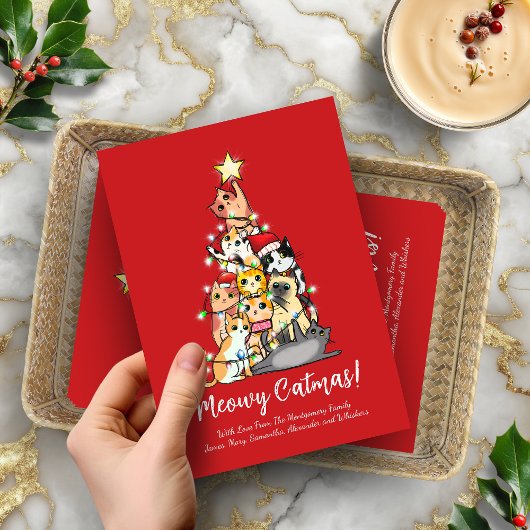 キュートおもしろいミオウィキャットクリスマスツリー シーズンカード