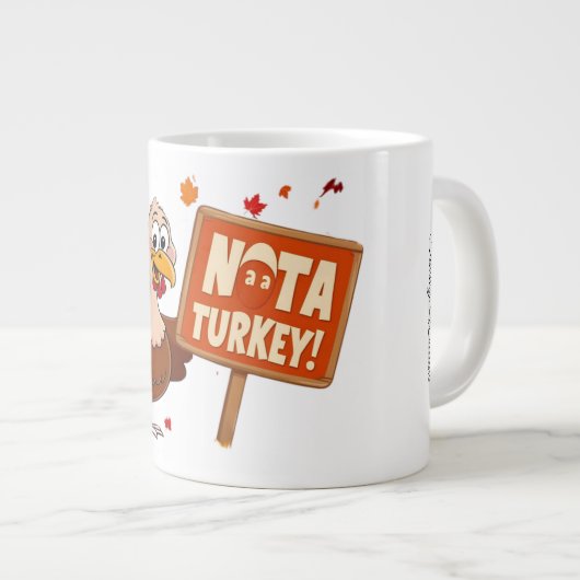 キュートおもしろいユーモアのある感謝祭トルコのマグカップ ジャンボコーヒーマグカップ (正面右)