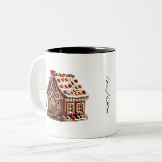 キュートおもしろいユーモアトレンディーモダンメリークリスマス ツートーンマグカップ (正面左)