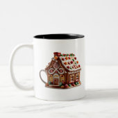 キュートおもしろいユーモアトレンディーモダンメリークリスマス ツートーンマグカップ (左)