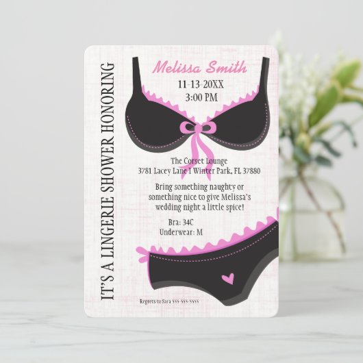 キュートおもしろいランジモダンリーブライダルシャワー招待状 招待状 (スタンド正面)