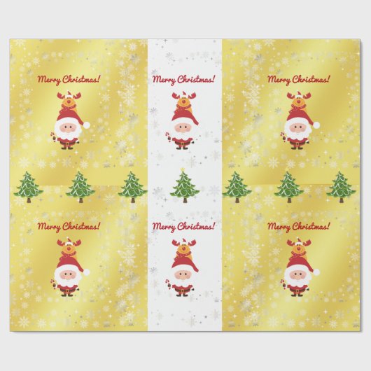 キュートおもしろいルエレガント・ルドルフ・サンタクリスマスツリー ラッピングペーパー (フラット)