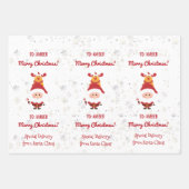 キュートおもしろいルドルフ・サンタスペシャルデリバリー名 ラッピングペーパーシート (正面3)