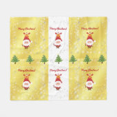 キュートおもしろいルモダン・ルドルフ・サンタクリスマスツリー フリースブランケット (正面(横))