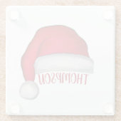 キュートおもしろいレッドサンタホリデーカスタムクリスマス ガラスコースター (裏面)