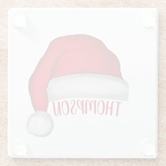 キュートおもしろいレッドサンタホリデーカスタムクリスマス ガラスコースター (裏面)