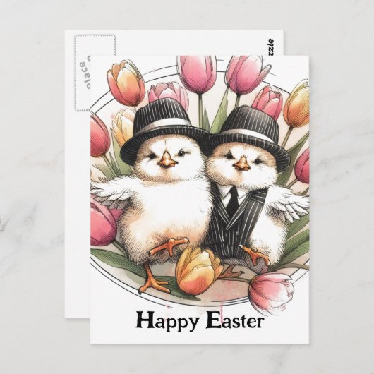 キュートおもしろいヴィンテージイースターチックス ポストカード (正面/裏面)