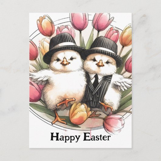 キュートおもしろいヴィンテージイースターチックス ポストカード (正面)