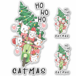 キュートおもしろいヴィンテージキャットクロースCatmas シール
