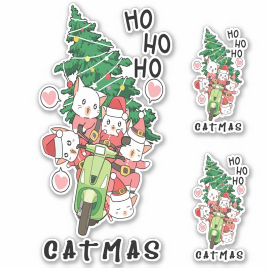 キュートおもしろいヴィンテージキャットクロースCatmas シール (正面)