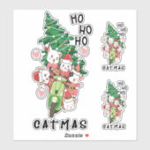 キュートおもしろいヴィンテージキャットクロースCatmas シール (シート)