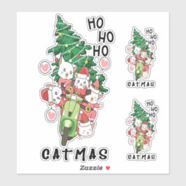 キュートおもしろいヴィンテージキャットクロースCatmas シール