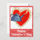 キュートおもしろいヴィンテージバレンティヌデイティーポット ポストカード (正面/裏面)