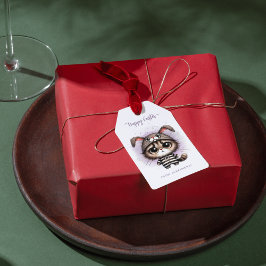 キュートおもしろい子猫バニー耳パープルハッピーイースター ギフトタグ