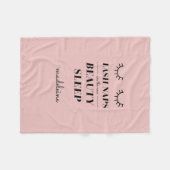 キュートおもしろい引用文ラッシュ昼寝ブランケットベビーピンク フリースブランケット (正面(横))
