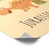 キュートおもしろい恐竜ディノピージュラシックシダ ポスター (角)