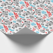 キュートおもしろい12月ウィンターホリデーシーズンドードル ラッピングペーパー (角)