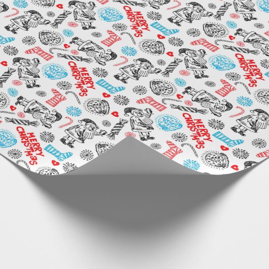 キュートおもしろい12月ウィンターホリデーシーズンドードル ラッピングペーパー (角)