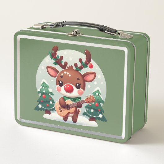 キュートお洒落なトナカイ メタルランチボックス (正面)