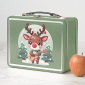 キュートお洒落なトナカイ メタルランチボックス (インサイチュ)
