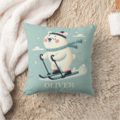 キュートお洒落なホッキョクグマをスキーパーソナライズされた中 クッション (ブランケット)