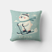 キュートお洒落なホッキョクグマをスキーパーソナライズされた中 クッション (正面)
