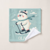 キュートお洒落なホッキョクグマパーソナライズされた ウォッシュタオル (ウォッシュタオル)