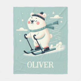 キュートお洒落なホッキョクグマパーソナライズされた フリースブランケット