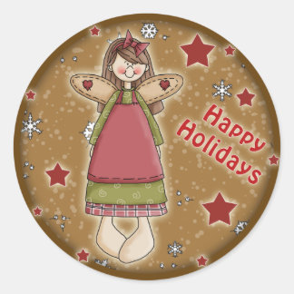 キュートお洒落な天使 ラウンドシール