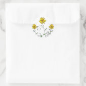 キュートお洒落イエローフラワーズドードルアート ラウンドシール (バッグ)