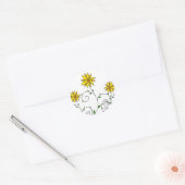キュートお洒落イエローフラワーズドードルアート ラウンドシール (封筒)