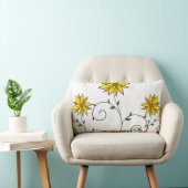 キュートお洒落イエローフラワーズドードルアート ランバークッション (椅子)