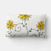 キュートお洒落イエローフラワーズドードルアート ランバークッション (裏面)