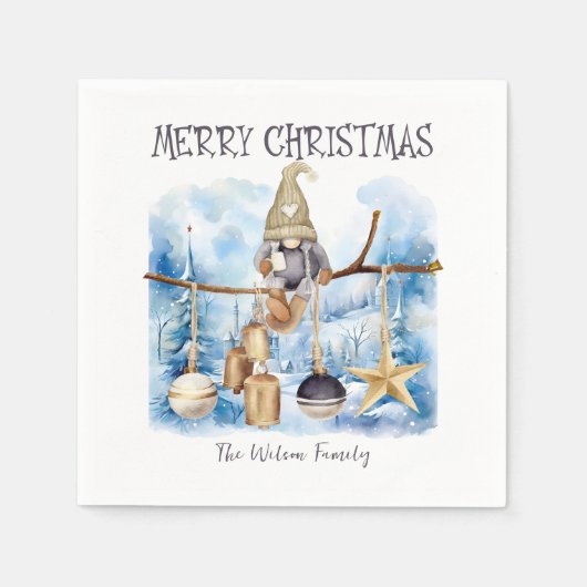 キュートお洒落ウィンターレディ格言メリークリスマス スタンダードカクテルナプキン (正面)