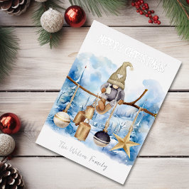 キュートお洒落ウィンターレディ格言メリークリスマス 箔シーズンカード