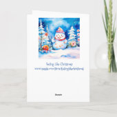 キュートお洒落ウォーター色クリスマス雪だるま カード (裏面)