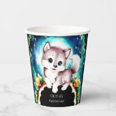 キュートお洒落ウッドランドウルフ誕生日 紙コップ (正面)