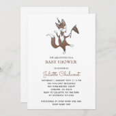 キュートお洒落ウッドランドキツネ男の赤ちゃんシャワー 招待状 (正面/裏面)