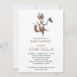 キュートお洒落ウッドランドキツネ男の赤ちゃんシャワー 招待状