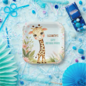 キュートお洒落キリン誕生日キッズパーティー ペーパープレート (パーティー)