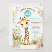 キュートお洒落キリン誕生日パーティー 招待状 (正面)