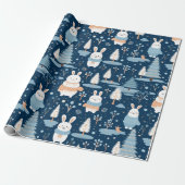 キュートお洒落クリスマスウィンターバニー ラッピングペーパー (アンロールド)