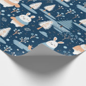 キュートお洒落クリスマスウィンターバニー ラッピングペーパー (角)