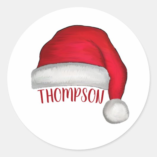 キュートお洒落サンタクロースシンプルクリスマス ラウンドシール (正面)