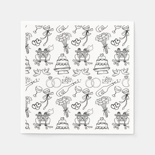 キュートお洒落シックブライダルシャワー婚約パーティ スタンダードカクテルナプキン (正面)