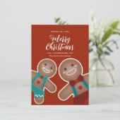 キュートお洒落ジンジャーブレッドCookieメリークリスマス シーズンカード (スタンド正面)